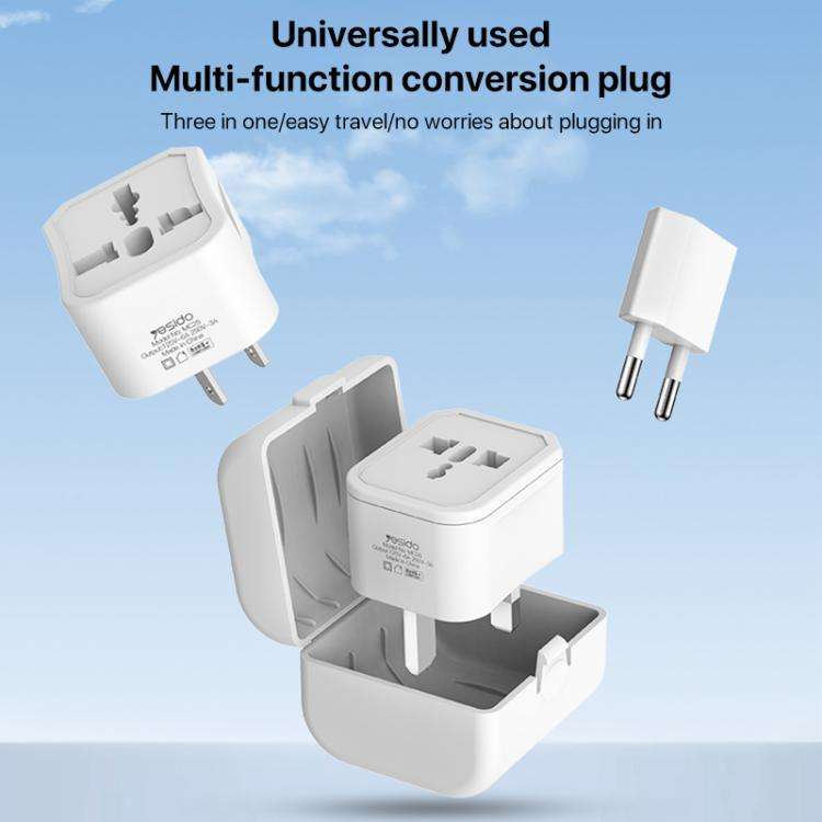 Yesido MC25 750W Universal Multifunction Travel Plug Adapter Kit with Storage Case(White)