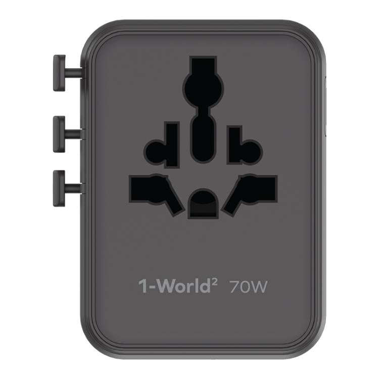 MOMAX UA22 1-World2 70W Dual AC Mini GaN Global Travel Fast Charging Socket(Black)