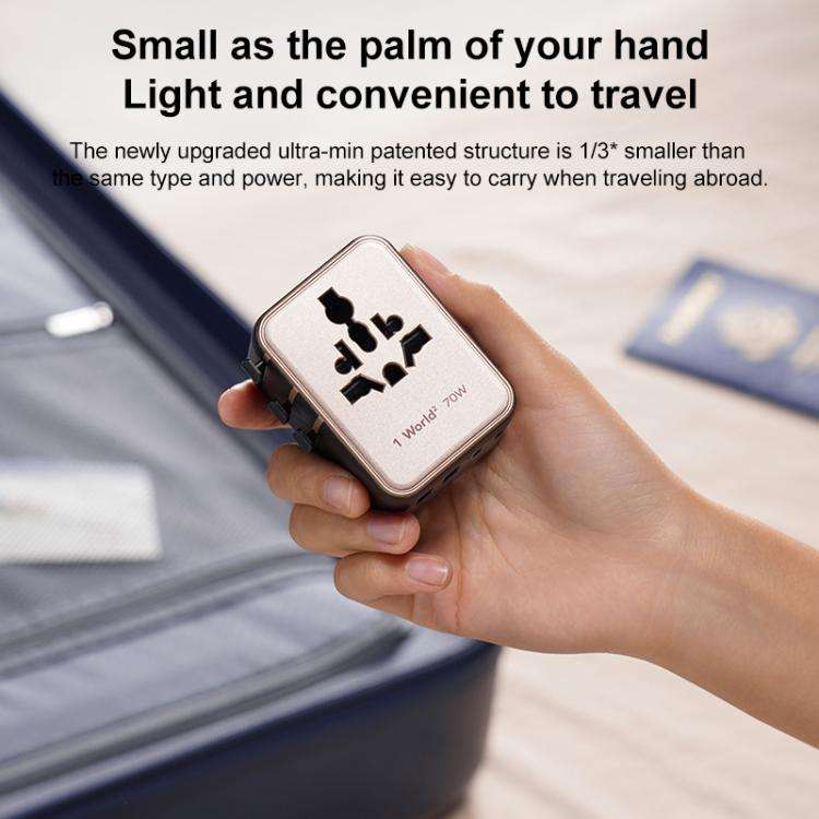 MOMAX UA22 1-World2 70W Dual AC Mini GaN Global Travel Fast Charging Socket(Black)