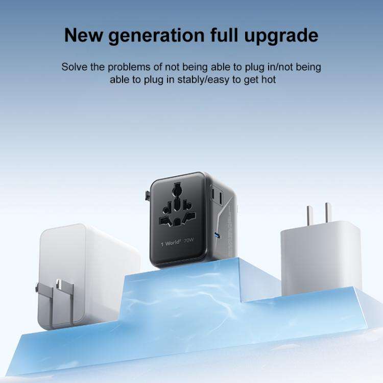 MOMAX UA22 1-World2 70W Dual AC Mini GaN Global Travel Fast Charging Socket(Black)