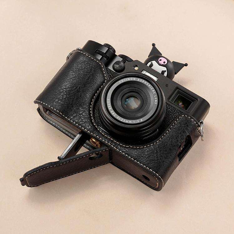 For FUJIFILM X100VI Buffalo Texture PU Leather Camera Half Case Base(Black)