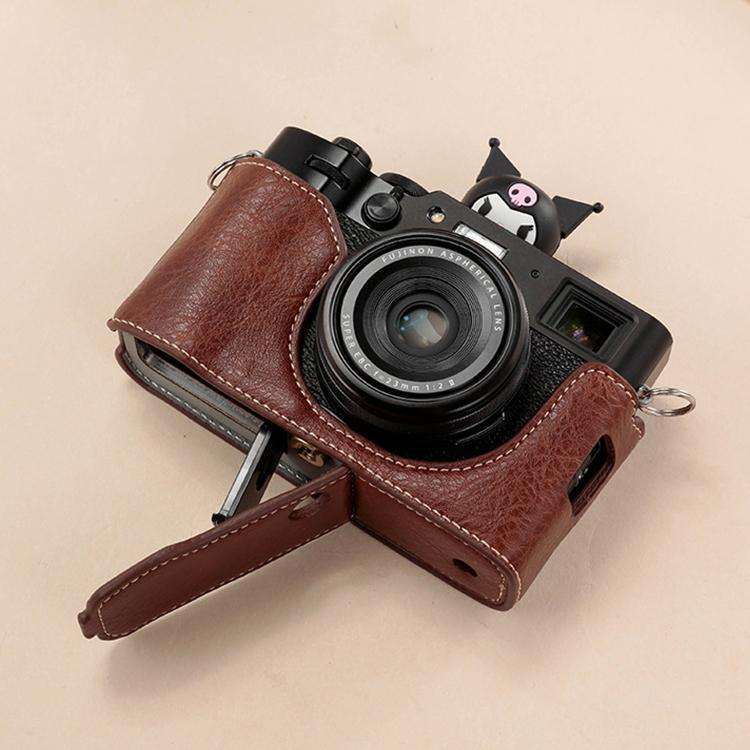 For FUJIFILM X100VI Buffalo Texture PU Leather Camera Half Case Base(Coffee)