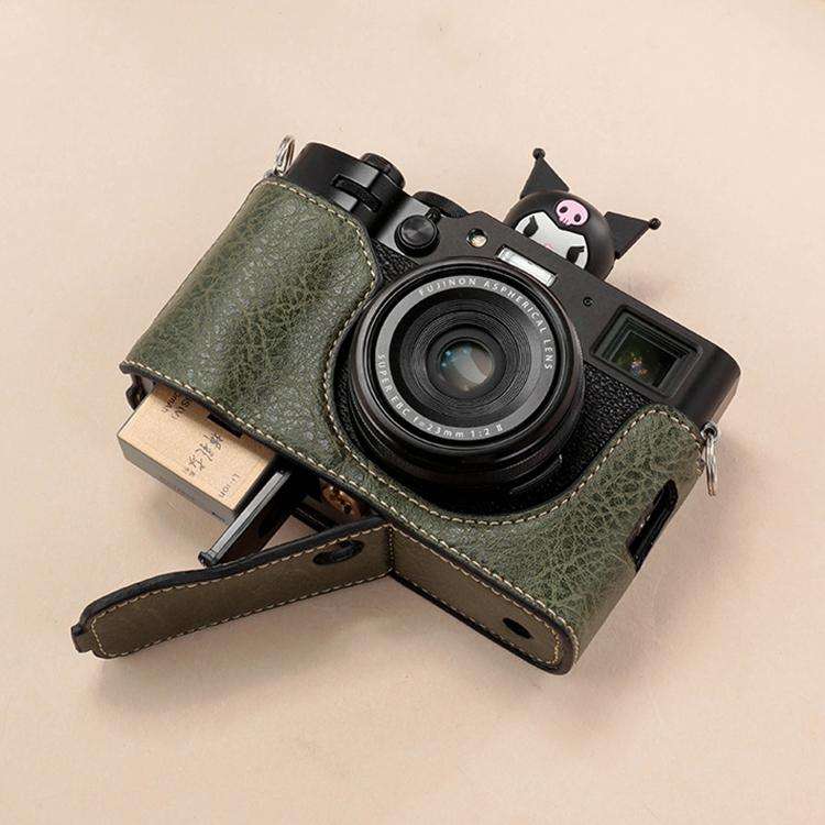 For FUJIFILM X100VI Buffalo Texture PU Leather Camera Half Case Base(Green)