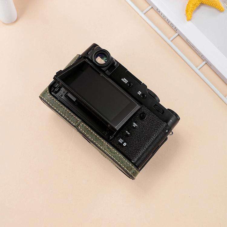 For FUJIFILM X100VI Buffalo Texture PU Leather Camera Half Case Base(Black)