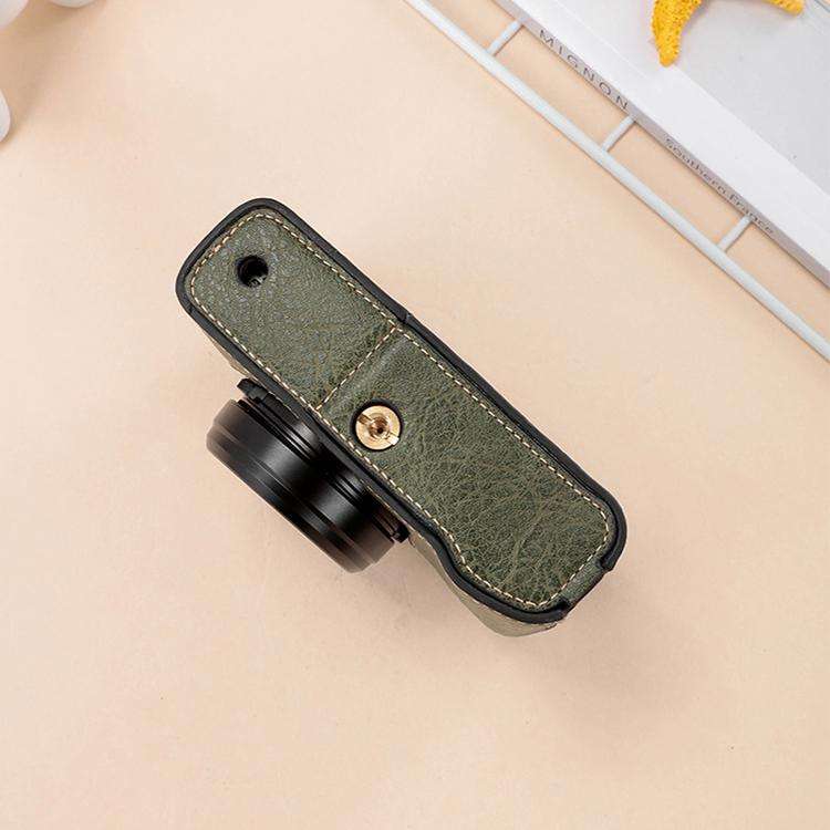 For FUJIFILM X100VI Buffalo Texture PU Leather Camera Half Case Base with Shoulder Strap(Coffee)
