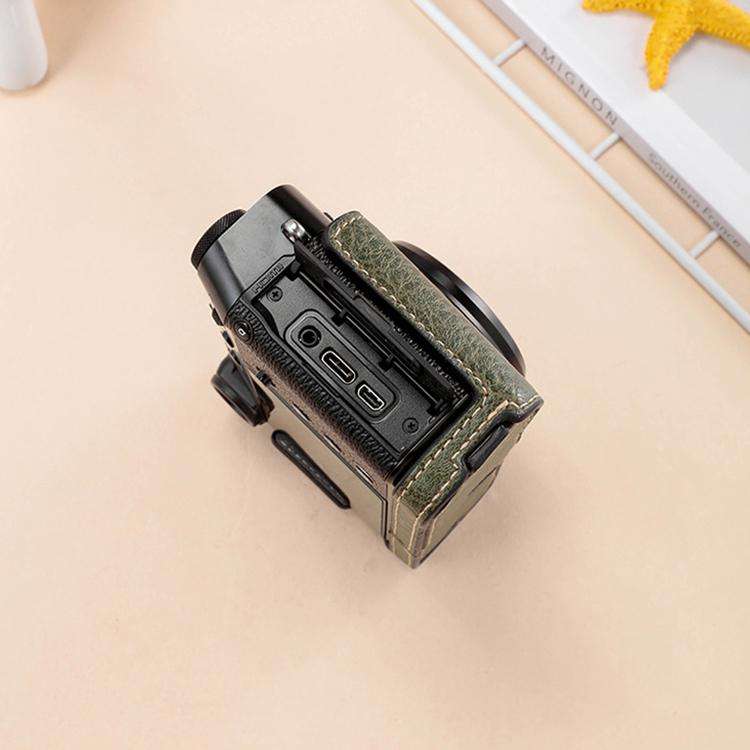For FUJIFILM X100VI Buffalo Texture PU Leather Camera Half Case Base with Shoulder Strap(Black)