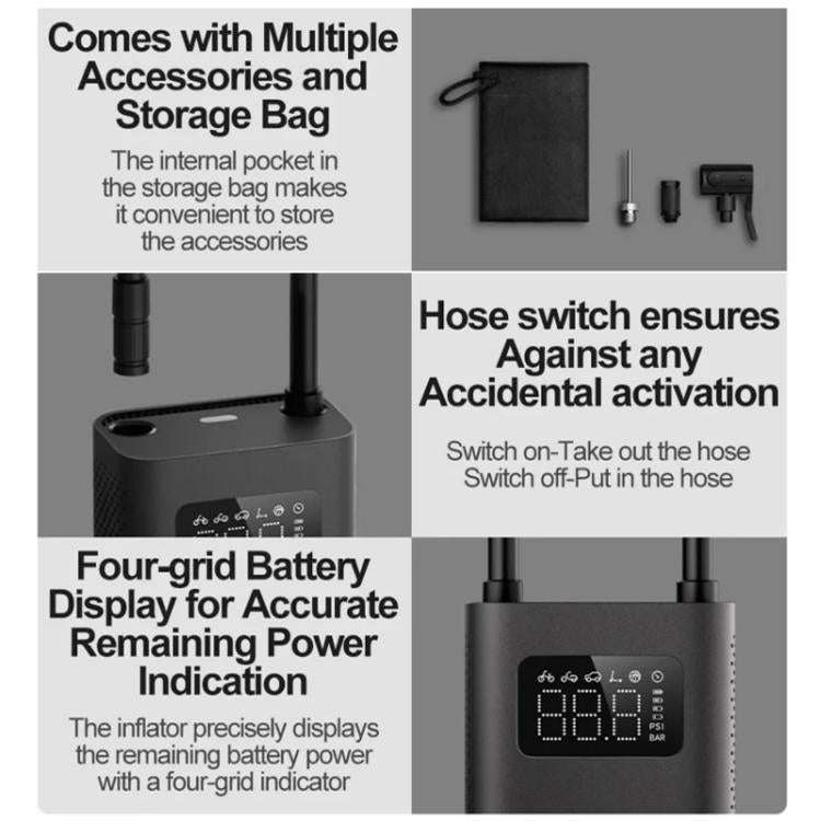 Xiaomi Mijia Air Pump 2D Portable Electric Air Compressor For Motorcycle Car Basketball(Black)