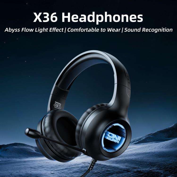 ONIKUMA X36 Abyss Lamp Effect 40mm Custom Drive Unit Game Headphones(Black)