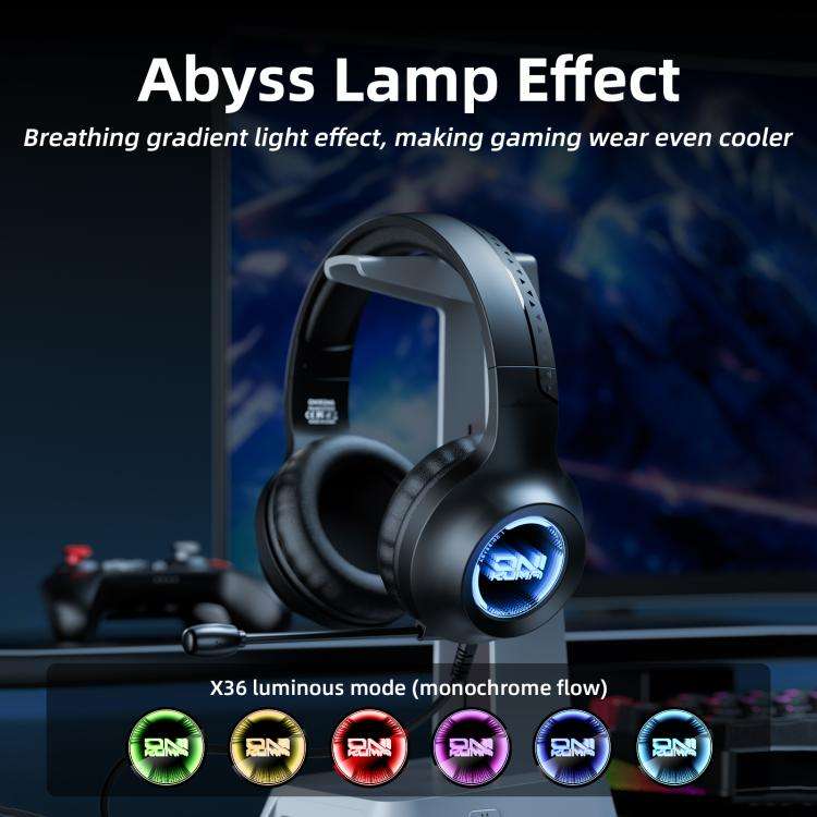 ONIKUMA X36 Abyss Lamp Effect 40mm Custom Drive Unit Game Headphones(Black)