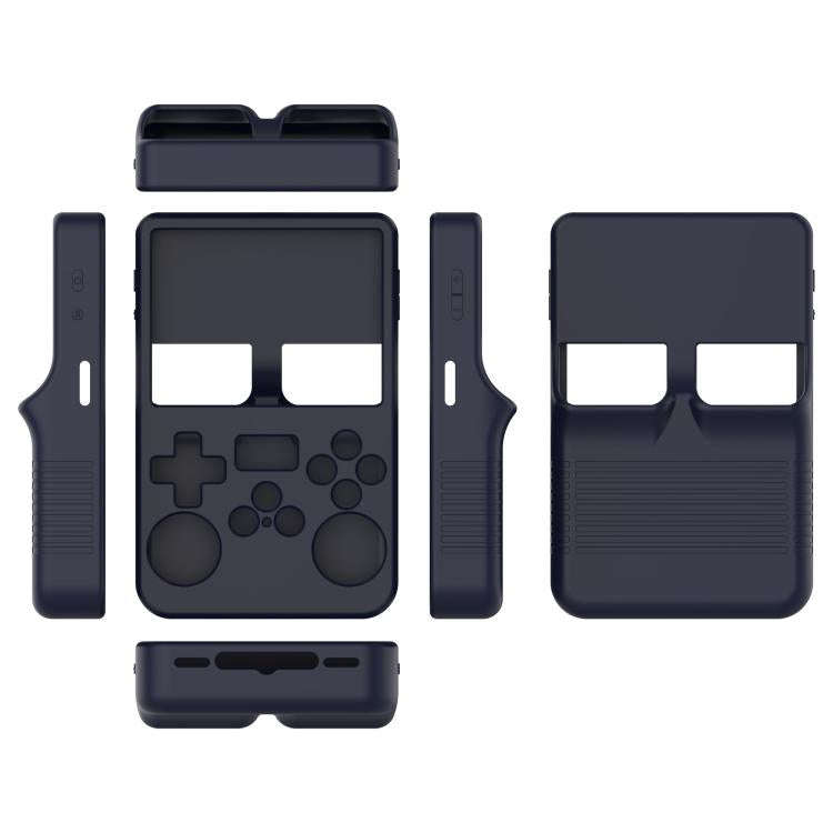 For ANBERNIC R36S Silicone Handheld Game Console Protective Case(Dark Blue)