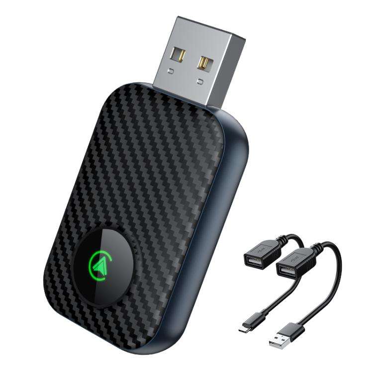 2 in 1 USB Wired to Wireless Car CarPlay / Android Box Adapter, with USB and Type-C Cable(Black)