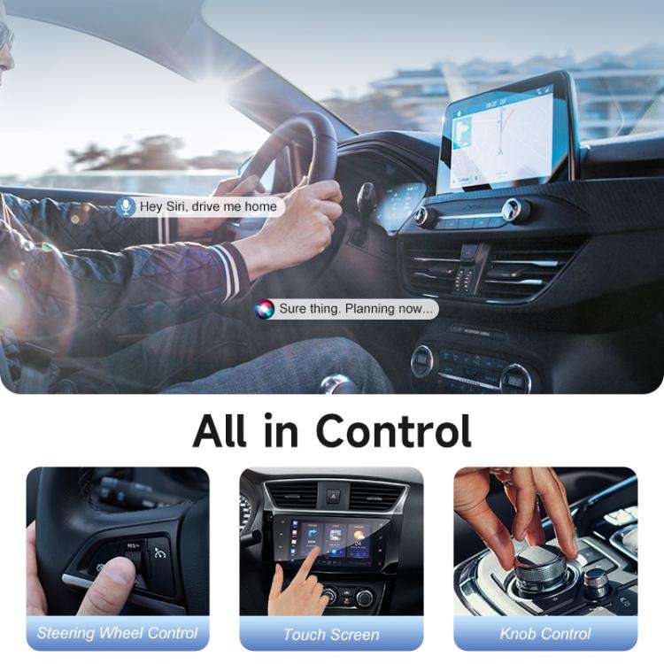 2 in 1 USB Wired to Wireless Car CarPlay / Android Box Adapter, with USB and Type-C Cable(Black)