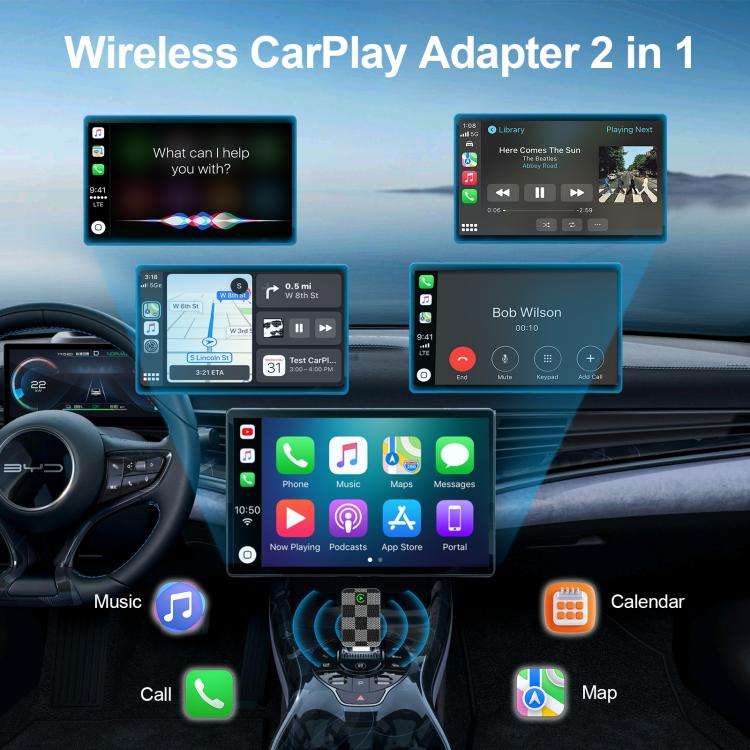 2 in 1 mini USB Wired to Wireless Car CarPlay / Android Auto Box Adapter(Gold)