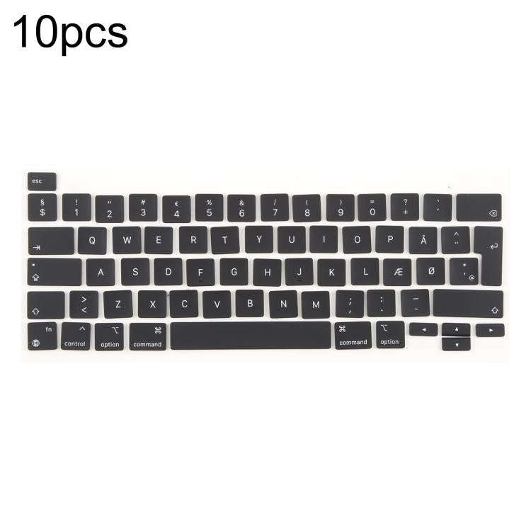 For MacBook A2251 A2289 A2238 A2338 10pcs UK Big Enter Version Keycaps, Language:Denmark