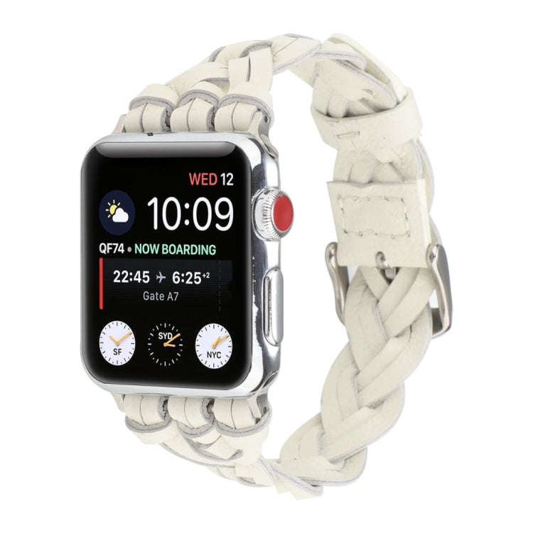 For Apple Watch Series 9&8&7 41mm / SE 3&SE 2&6&SE&5&4 40mm / 3&2&1 38mm Leather Woven Single Loo...