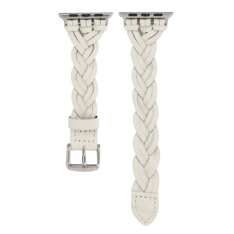 For Apple Watch Series 9&8&7 41mm / SE 3&SE 2&6&SE&5&4 40mm / 3&2&1 38mm Leather Woven Single Loo...