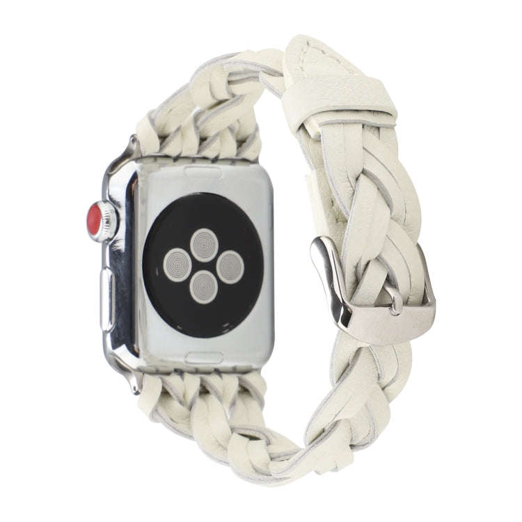 For Apple Watch Series 9&8&7 41mm / SE 3&SE 2&6&SE&5&4 40mm / 3&2&1 38mm Leather Woven Single Loo...