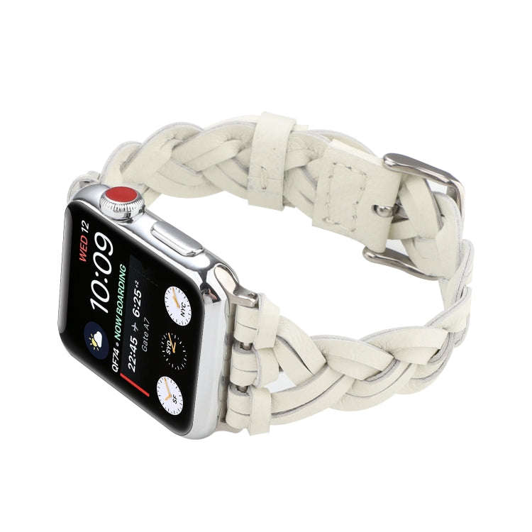For Apple Watch Series 9&8&7 41mm / SE 3&SE 2&6&SE&5&4 40mm / 3&2&1 38mm Leather Woven Single Loo...