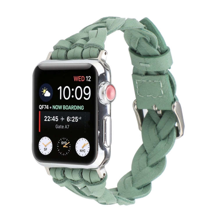 For Apple Watch Series 9&8&7 41mm / SE 3&SE 2&6&SE&5&4 40mm / 3&2&1 38mm Leather Woven Single Loo...