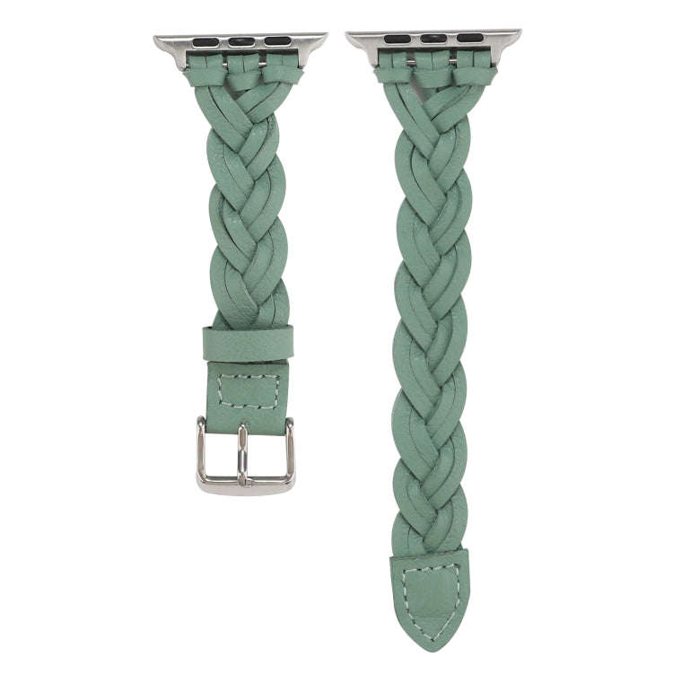 For Apple Watch Series 9&8&7 41mm / SE 3&SE 2&6&SE&5&4 40mm / 3&2&1 38mm Leather Woven Single Loo...