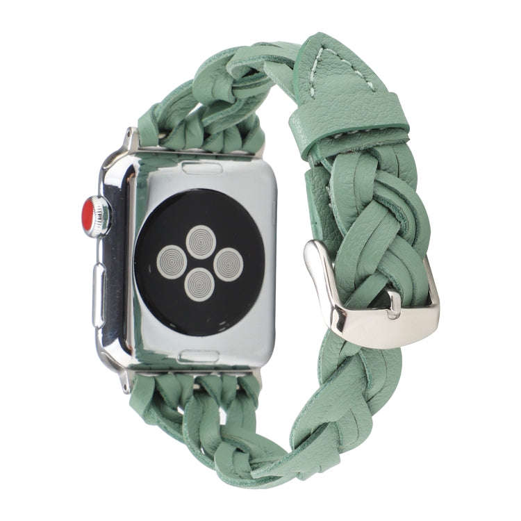 For Apple Watch Series 9&8&7 41mm / SE 3&SE 2&6&SE&5&4 40mm / 3&2&1 38mm Leather Woven Single Loo...