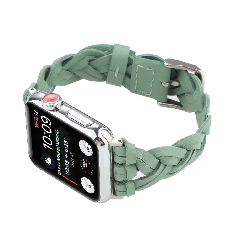 For Apple Watch Series 9&8&7 41mm / SE 3&SE 2&6&SE&5&4 40mm / 3&2&1 38mm Leather Woven Single Loo...