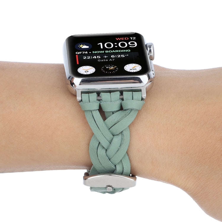 For Apple Watch Series 9&8&7 41mm / SE 3&SE 2&6&SE&5&4 40mm / 3&2&1 38mm Leather Woven Single Loo...