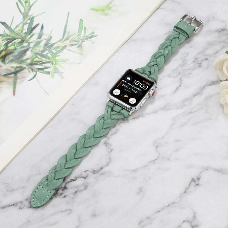 For Apple Watch Series 9&8&7 41mm / SE 3&SE 2&6&SE&5&4 40mm / 3&2&1 38mm Leather Woven Single Loo...