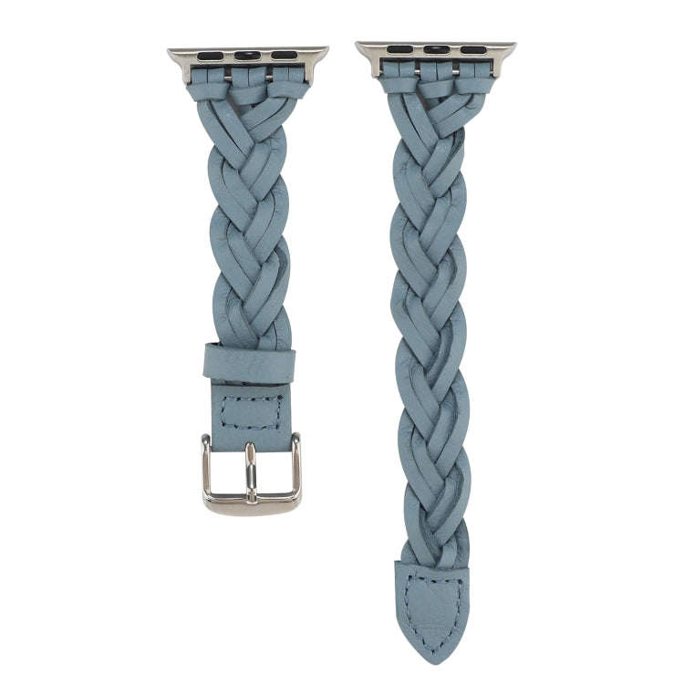 For Apple Watch Series 9&8&7 41mm / SE 3&SE 2&6&SE&5&4 40mm / 3&2&1 38mm Leather Woven Single Loo...