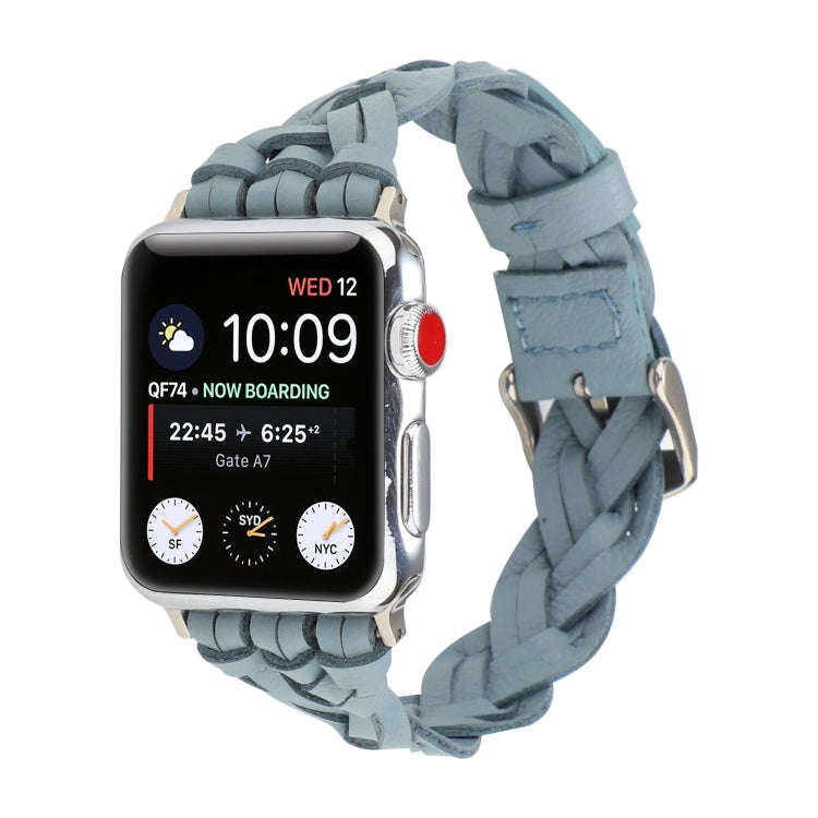 For Apple Watch Series 9&8&7 41mm / SE 3&SE 2&6&SE&5&4 40mm / 3&2&1 38mm Leather Woven Single Loo...