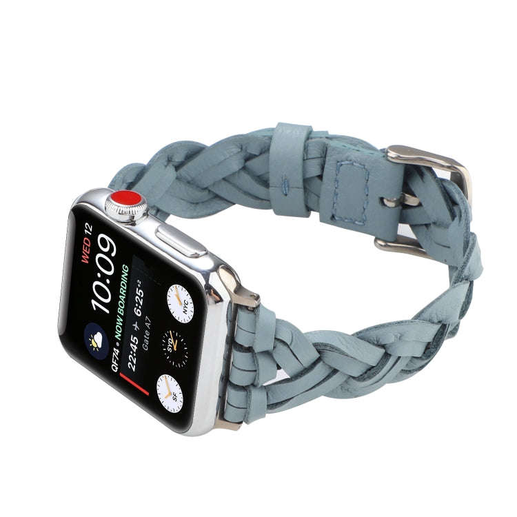 For Apple Watch Series 9&8&7 41mm / SE 3&SE 2&6&SE&5&4 40mm / 3&2&1 38mm Leather Woven Single Loo...