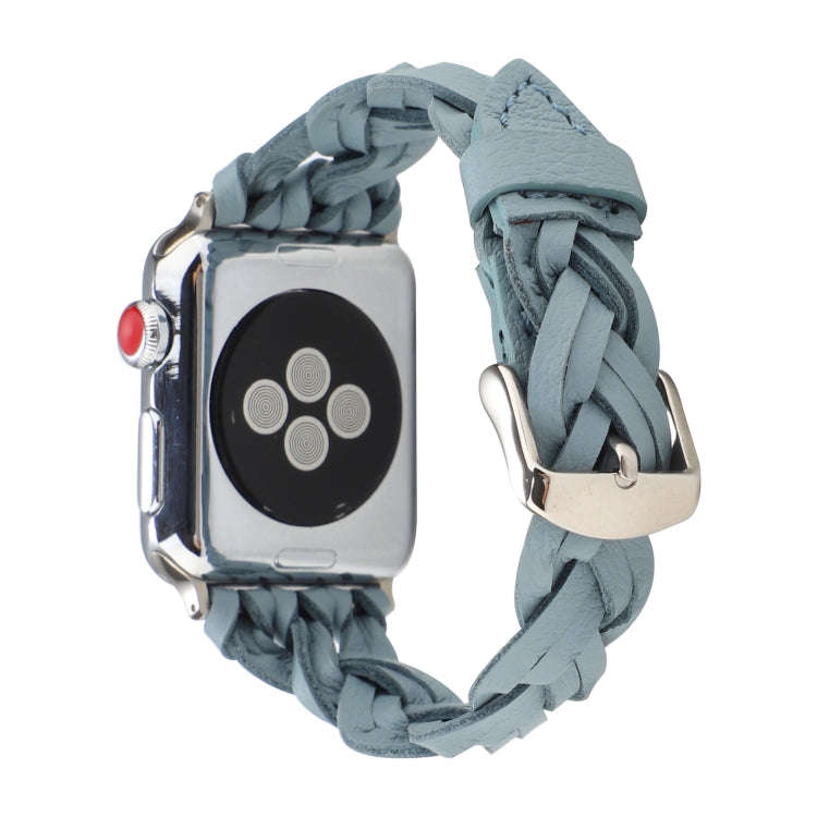 For Apple Watch Series 9&8&7 41mm / SE 3&SE 2&6&SE&5&4 40mm / 3&2&1 38mm Leather Woven Single Loo...