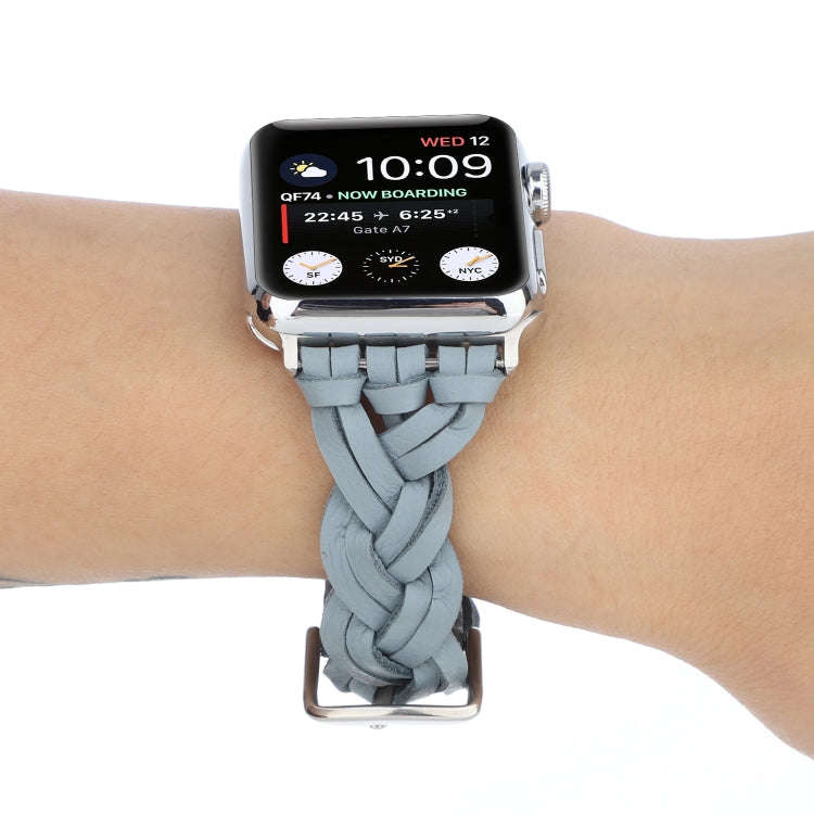 For Apple Watch Series 9&8&7 41mm / SE 3&SE 2&6&SE&5&4 40mm / 3&2&1 38mm Leather Woven Single Loo...