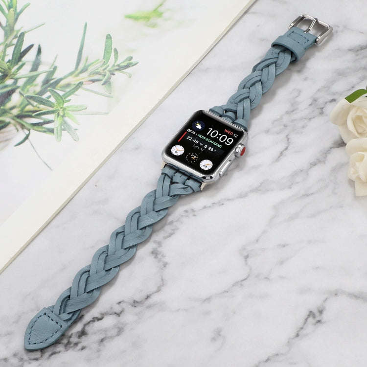For Apple Watch Series 9&8&7 41mm / SE 3&SE 2&6&SE&5&4 40mm / 3&2&1 38mm Leather Woven Single Loo...
