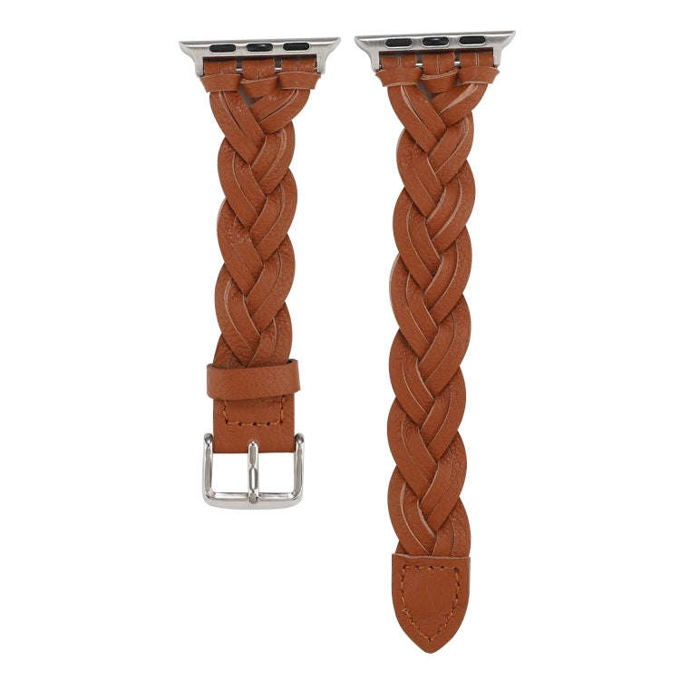 For Apple Watch Series 9&8&7 41mm / SE 3&SE 2&6&SE&5&4 40mm / 3&2&1 38mm Leather Woven Single Loo...