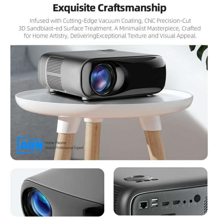 AUN AKEY9S 1080P 1000ANSI Autofocus WIFI Display Smart Projector, UK Plug(Black)