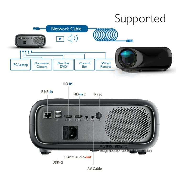 AUN AKEY9S 1080P 1000ANSI Autofocus WIFI Display Smart Projector, UK Plug(Black)