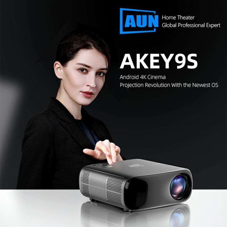 AUN AKEY9S 1080P 1000ANSI Autofocus WIFI Display Smart Projector, UK Plug(Black)