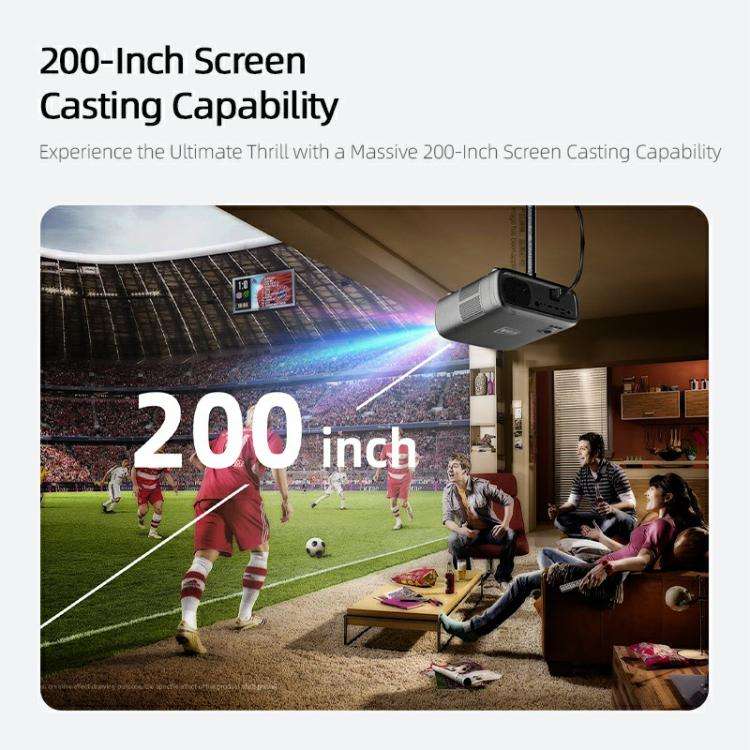 AUN AKEY9S 1080P 1000ANSI Autofocus WIFI Display Smart Projector, UK Plug(Black)