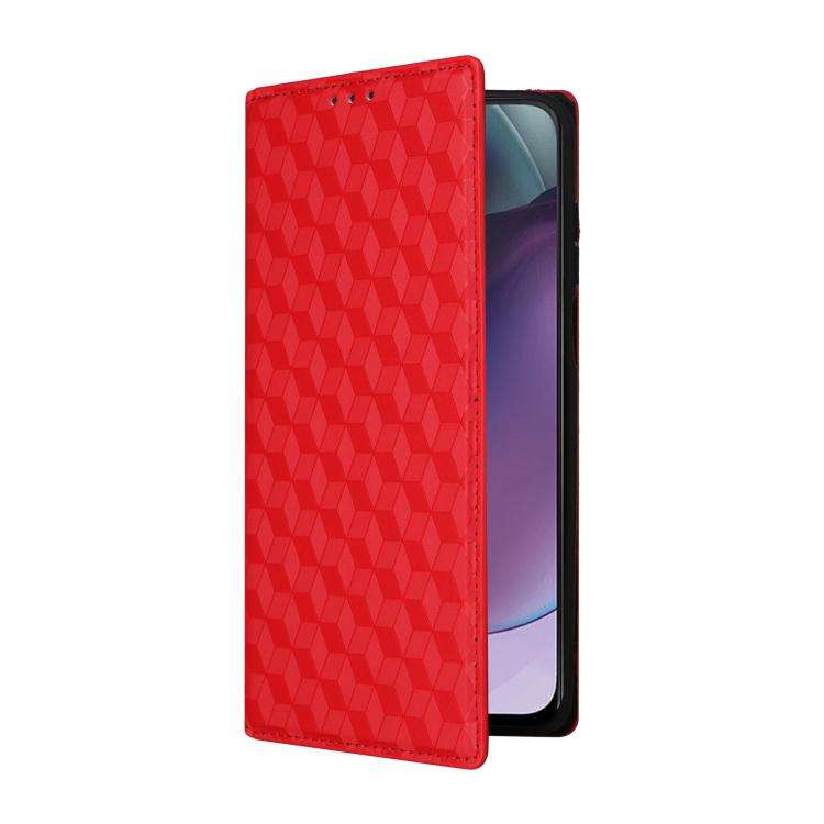 For Motorola Moto G Stylus 4G 2023 Cubic Grid Texture Flip Leather Phone Case(Red)