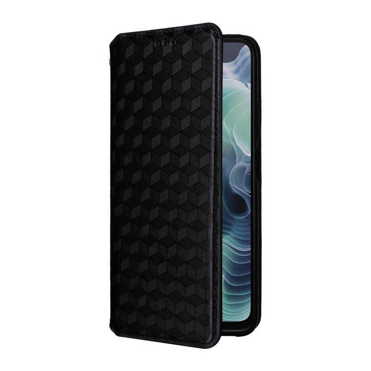 For Motorola Moto G35 5G Cubic Grid Texture Flip Leather Phone Case(Black)