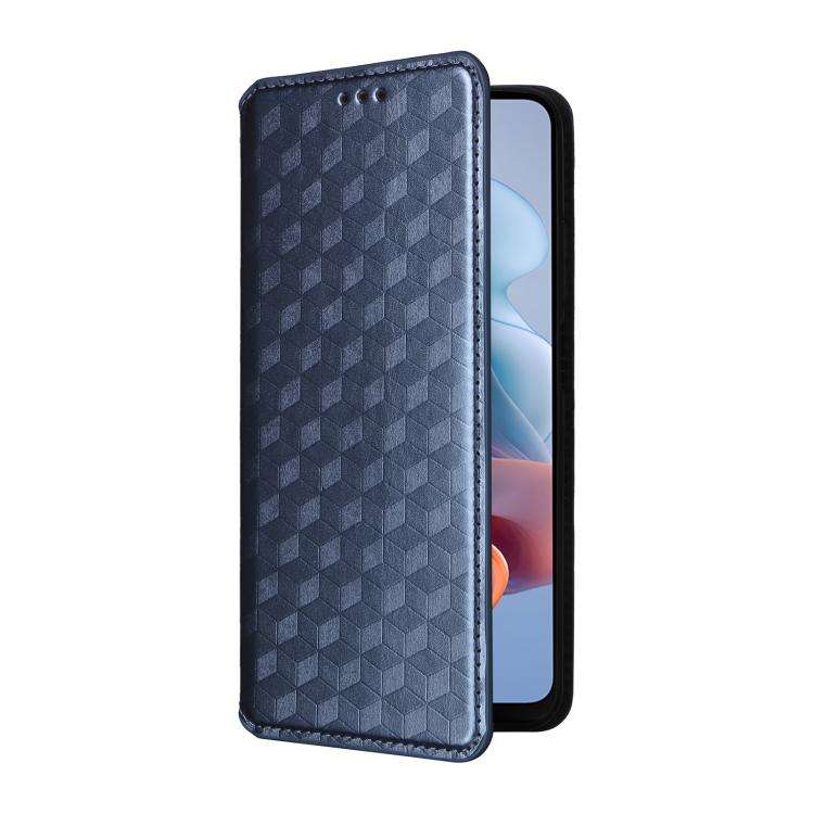For Motorola Moto G45 5G / G34 5G Cubic Grid Texture Flip Leather Phone Case(Blue)