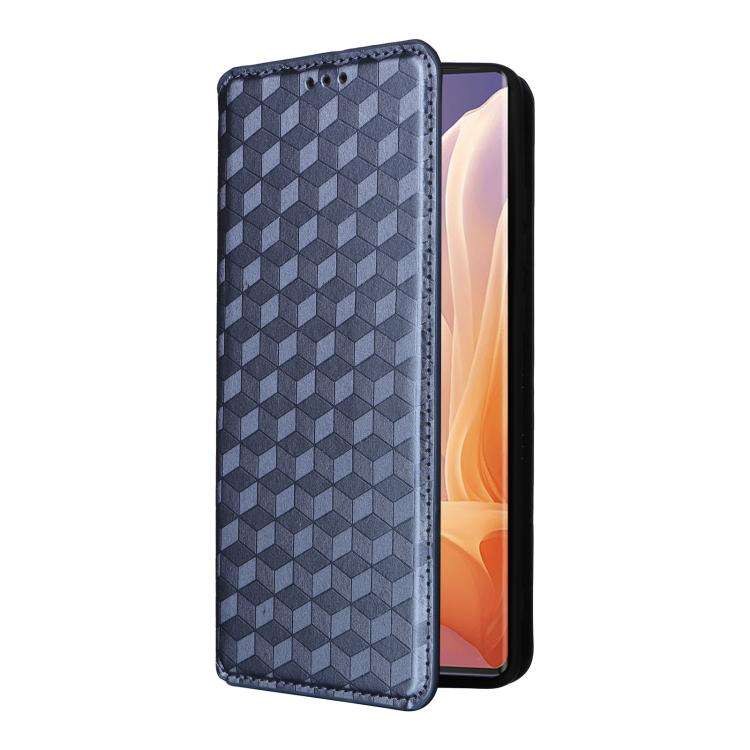 For Motorola Moto G85 5G / S50 Neo 5G Cubic Grid Texture Flip Leather Phone Case(Blue)