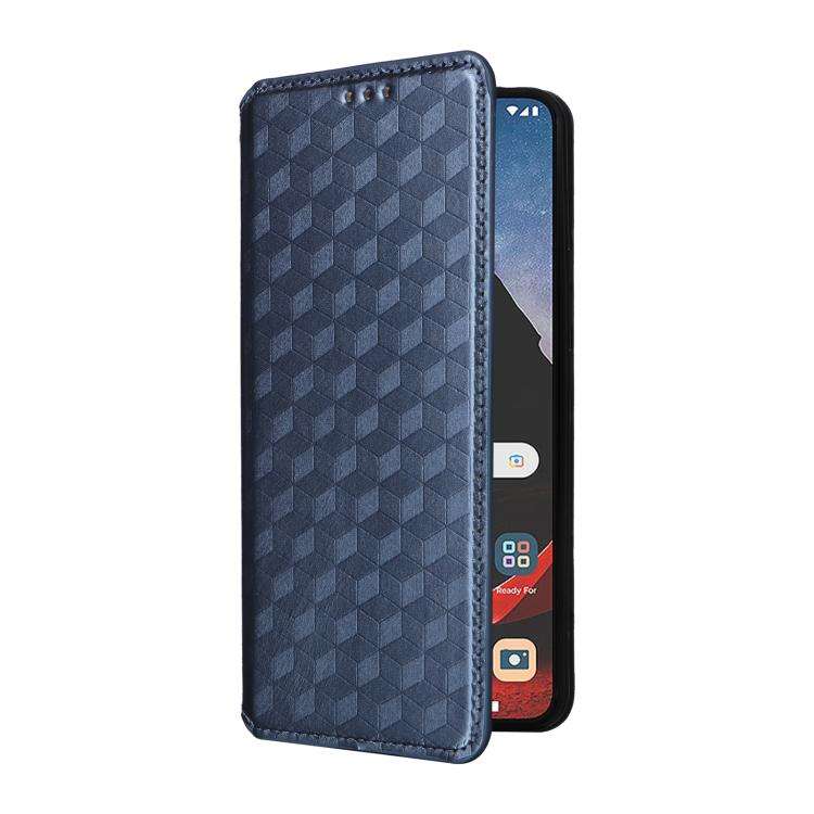 For Motorola ThinkPhone Cubic Grid Texture Flip Leather Phone Case(Blue)
