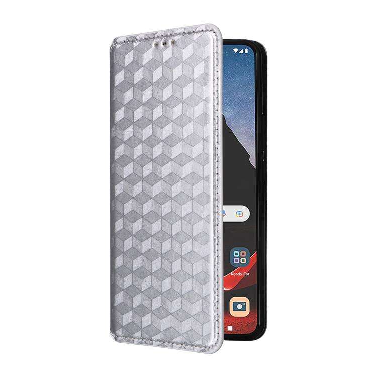 For Motorola ThinkPhone Cubic Grid Texture Flip Leather Phone Case(Silver)