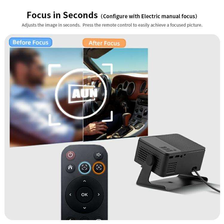 AUN A32 Pro 1280x720P 300ANSI Android 13 WIFI Display Smart Projector, US Plug(Black)