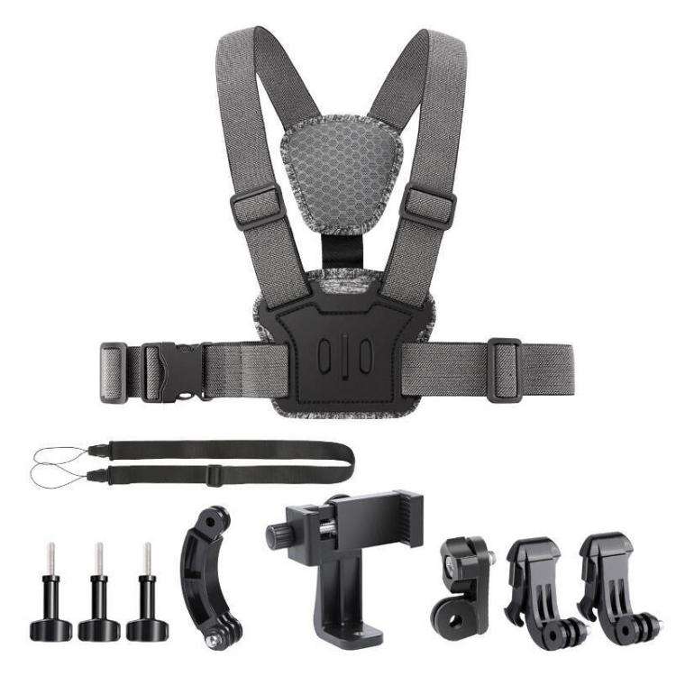 10 in 1 360 Phone Clamp Quick Release Body Mount Belt Chest Strap with Mount & Screw(Grey)