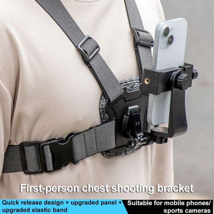 4 in 1 Quick Release Body Mount Belt Chest Strap with Mount & Screw(Grey)
