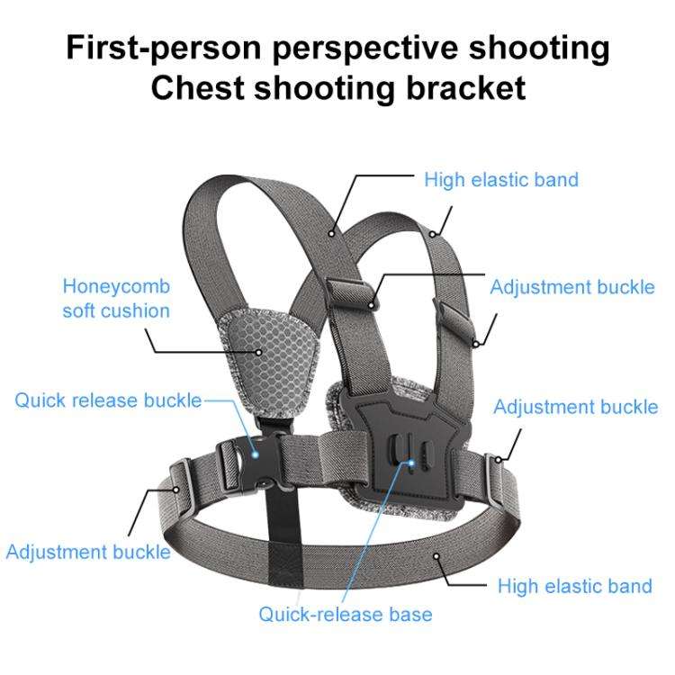 4 in 1 Quick Release Body Mount Belt Chest Strap with Mount & Screw(Grey)