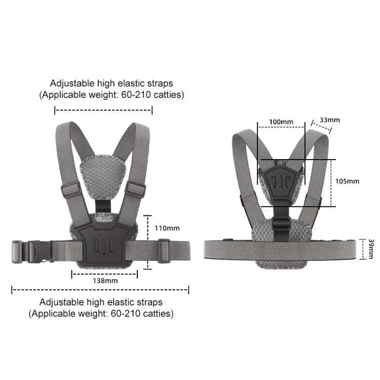 4 in 1 Quick Release Body Mount Belt Chest Strap with Mount & Screw(Grey)